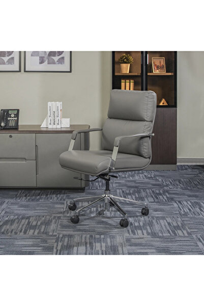 Midas Furniture كرسي مكتب فيلون متوسط الظهر باللون الرمادي