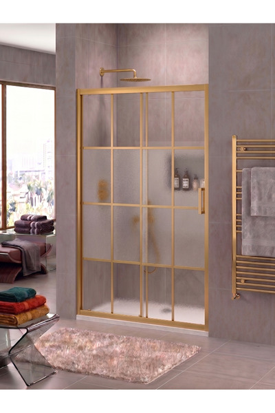 Waterline Duşakabin Ön Cephe 1 Sabit 1 Kayar Gold Profil Karolaj Desen Ortası...