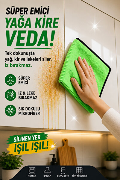 SİLVER HOME 3'lü Çok Amaçlı Mikrofiber Temizlik Bezi 40x40 cm Süper Emici Çamaşır Suyuna Dayanıklı Yeşil