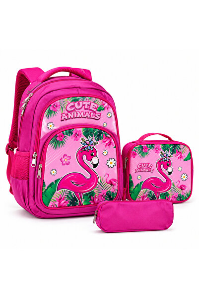 Sentor Flamingo Primary School Backpack, Lunch Bag and Pen Holder 3-Piece Set