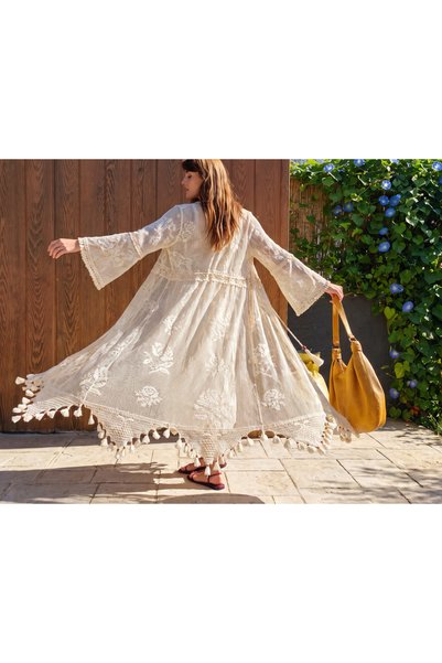 Su Koleksiyon Women's Cotton Woven Mesh Rhapsody Kaftan