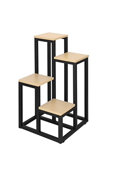 SERSIMO Suport pentru flori, cadru metalic, 4 rafturi, 34x34x68 cm, bej