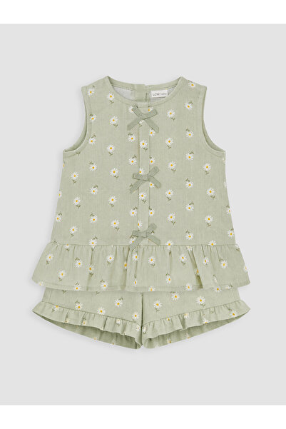 LC Waikiki Trendlucky Daisy Patterned Baby Girl Shorts Set with Difference in...