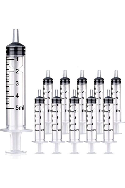 GENERAL Plastic Luer Syringe 5ml with Slip Tip, 10 Pack, Individually Sealed ...