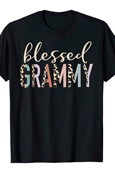 21JNRY تي شيرت نسائي بطبعة جلد الفهد من Blessed Grammy مقاس كبير |   قماش أسو...
