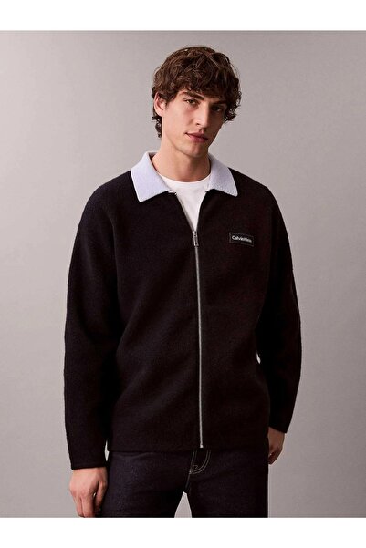 Calvin Klein Ck Lv04le300g Ls Boıled 100% Merıno Contrast Erkek Sweaters