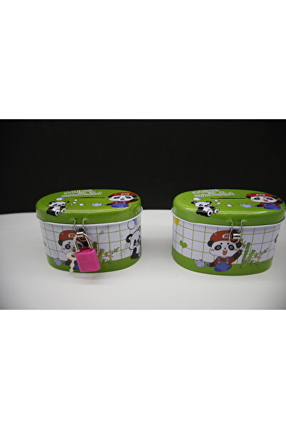 blackleg Panda Desenli Kilitli Metal Çocuk Kumbara Hediyelik Sevimli Para Bir...