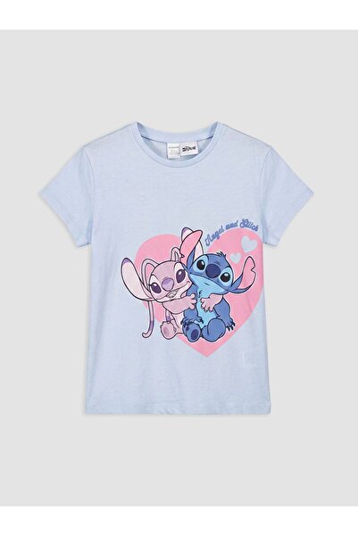 LC Waikiki Lcw Kids Lila Stitch and Angel Printed Girls' T-Shirt