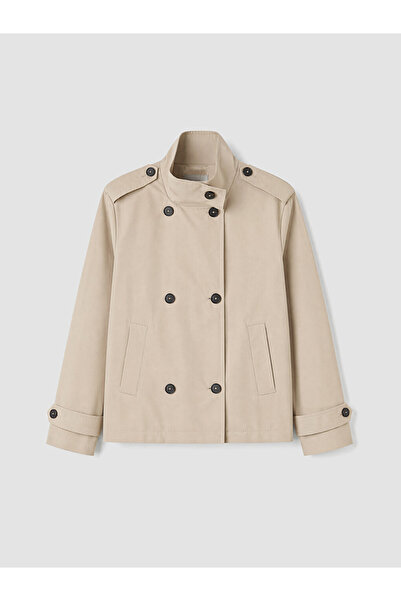 LC Waikiki Uzg Store's Women's Double-Breasted Trench Coat with High Collar f...