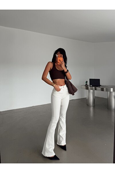 myd High Waist Spanish Flare Jeans - Ecru