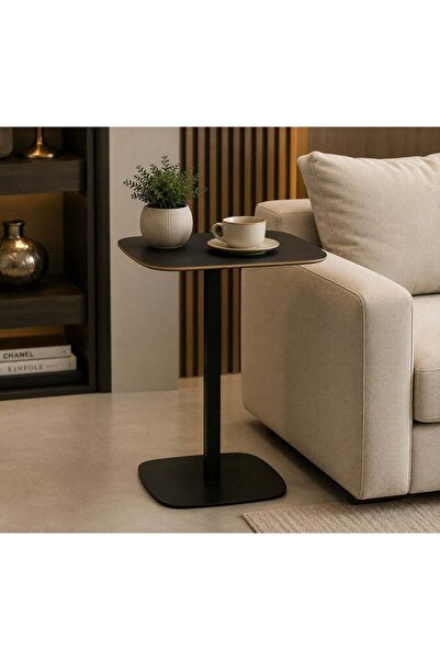 N.zone طاولة جانبية مودرن متعددة الاستخدامات بتصميم حرف C مع سطح واسع وقاعدة ...