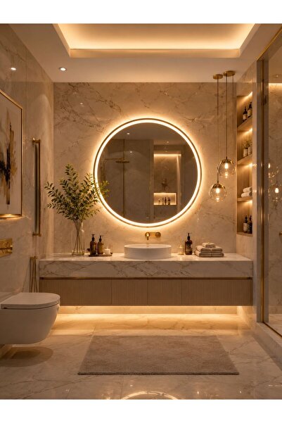 eagle mirror Zen Ring Dekoratif Yuvarlak LED’li Banyo Aynası Dokunmatik Sensö...