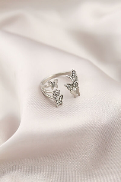 Bezos Silver Color Metal Butterfly Model Women's Ring