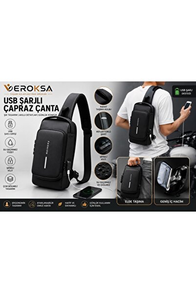 VEROKSA USB Şarjlı Çapraz Omuz Çantası