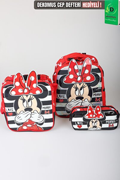 Minnie Mouse حقيبة روضة أطفال صغيرة الحجم بقسم واحد مرخصة من x Dekomus، وحقيب...