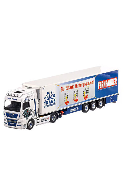 Herpa Sigilat- MAN TGX XXL E6c Frigorific 2016 Alb cu Rosu si Albastru- Scara...