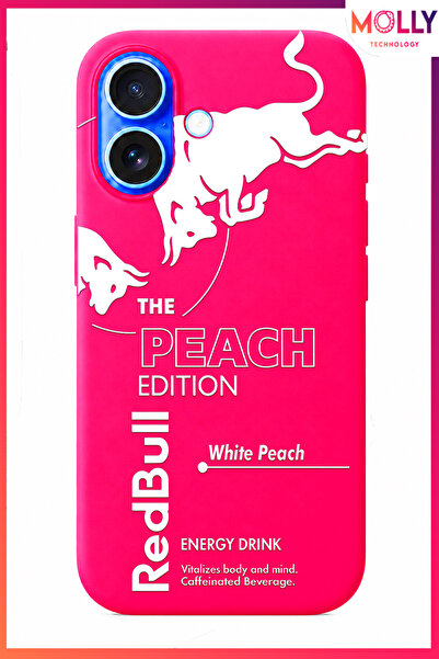 Molly iPhone 16 İçin Neon Pembe Redbull The Peach Edition Desenli İçi Kadife ...