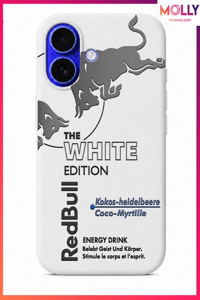 Molly iPhone 16 PLUS İçin Beyaz Redbull The White Edition Desenli İçi Kadife ...