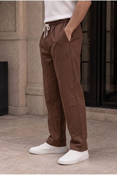 TKT Men's Brown Muslin Look Baggy Sweatpants Loose Fit Comfortable Oversize