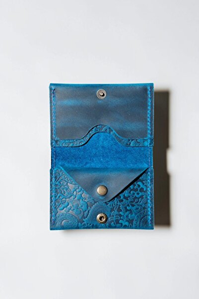 MAT Deri حامل بطاقات من الجلد الطبيعي بنمط الشال، حامل بطاقات صغير الحجم للرج...