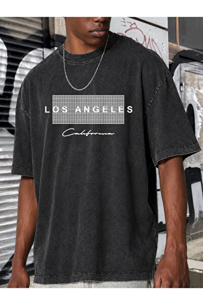 HOFFNUNG Unisex Oversize Vintage Washed Street Style Μόδα του δρόμου Βαμβακερ...