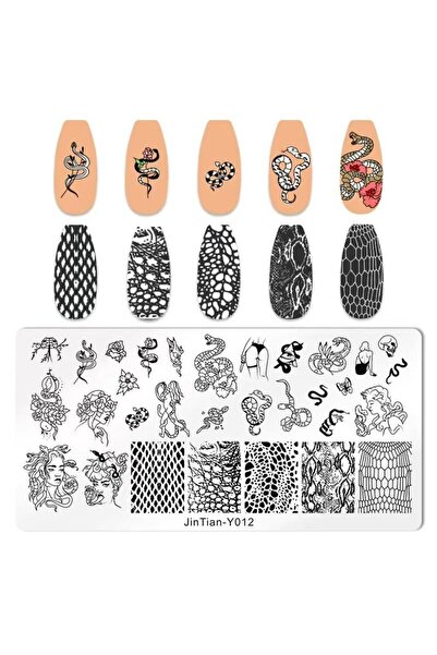 aba nails Gotik Yılan ve Yılan Derisi Dizayn Nail Art Stamping Baskı Plakası ...