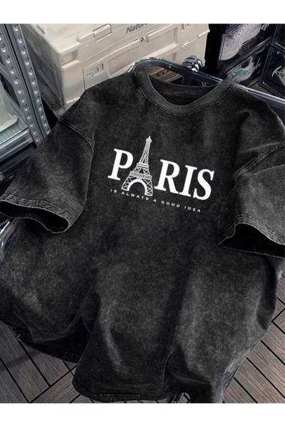 HOFFNUNG Unisex Oversize Vintage Washed Street Style Μόδα του δρόμου Βαμβακερ...