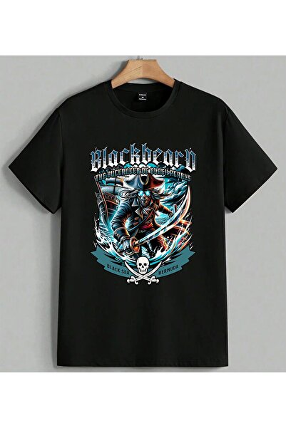 ELFERA Μπλουζάκι Unisex Oversize με στάμπα Pirate Captain Black Sea, Μαύρο