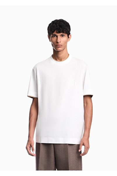 Emporio Armani Men's Regular Fit Round Neck Logo Embossed Short Sleeve White ...