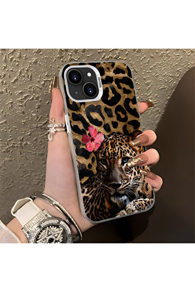 quırkshıeld iPhone 15 Plus/14 Plus Uyumlu Klasik leopar ve çiçekli leopar kıl...