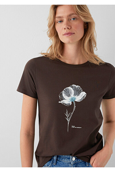 Mavi Floral Printed Brown T-Shirt Semi Slim Fit 1614274-91100