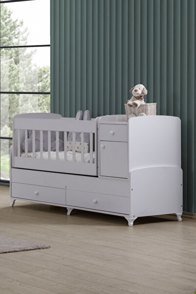 Setay Beşik, Elegant Çekmeceli Dolaplı Sallanan Büyüyen Beşik 60x120 / 60x160...