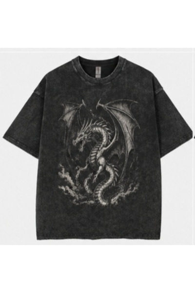 bellanova Vintage Washed Smoked Printed Oversize T-Shirt