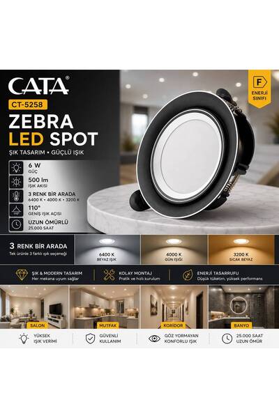 Cata CT-5258 ZEBRA LED SPOT 3 RENK BİR ARADA 6W