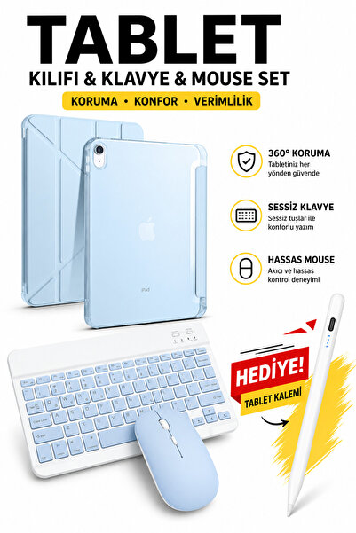 Rabbit Tech iPad Air 11 M4 (2026) Uyumlu Siyah Standlı Kılıf + Tablet Kalemi ...