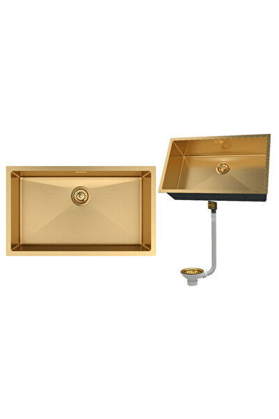 Granitan Chiuveta Inox, Auriu, 1 Cuva Adanca 210mm, 750x450mm, Reversibila, S...