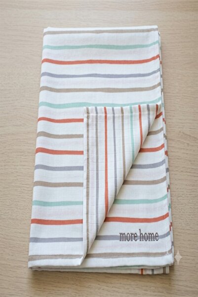 MORE HOME Muslin Cloth 90X90 cm 100% Cotton with Line Pattern