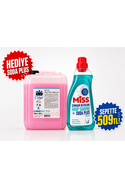 ByCengo 5 Litre Yüzey Temizleyici + Miss 1500 ML Arap Sabunu Etkili Çamaşır D...