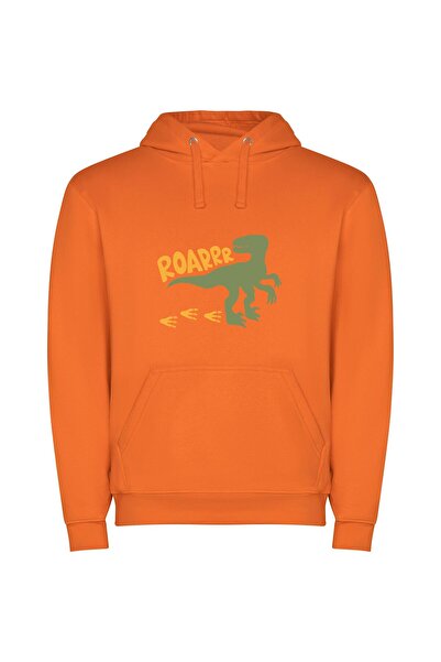 iLovePrints Rex's Roaring Raptor Φούτερ με κουκούλα σε χρώμα Πορτοκαλί