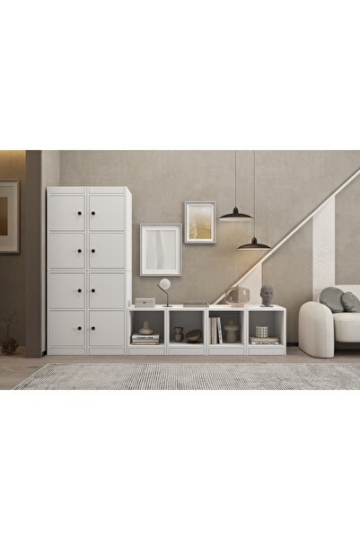Vivense ZARA OFİS KİTAPLIĞI VE DOSYA DOLABI BEYAZ ÇOK BÖLMELİ EVRAK RAFI NRG ...