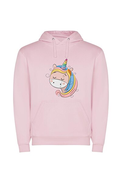 iLovePrints Magical Rainbow Unicorn Φούτερ με κουκούλα σε χρώμα Ροζ