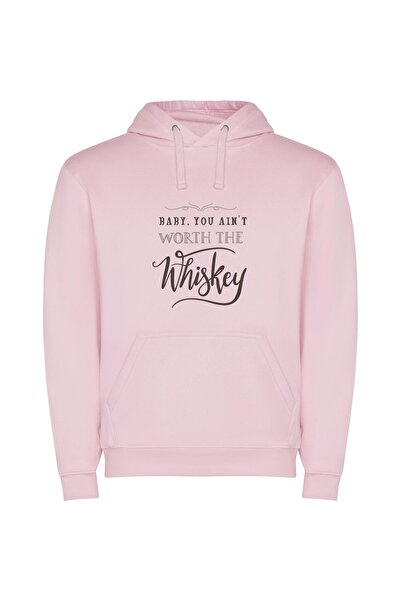 iLovePrints Whiskey Worth It All Φούτερ με κουκούλα σε χρώμα Ροζ