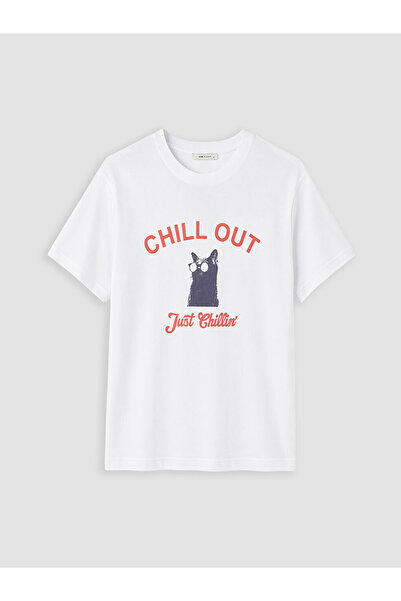 LC Waikiki White Printed Cotton Women's T-Shirt