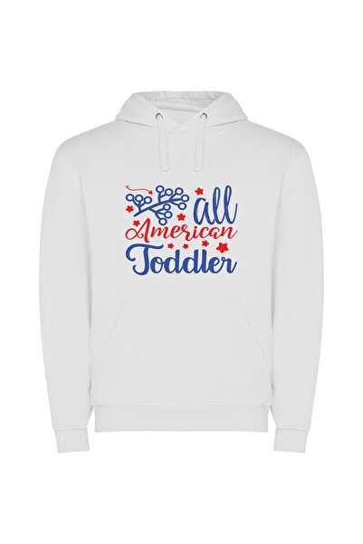 iLovePrints American Toddler's Total Portrait Φούτερ με κουκούλα σε χρώμα Λευκό
