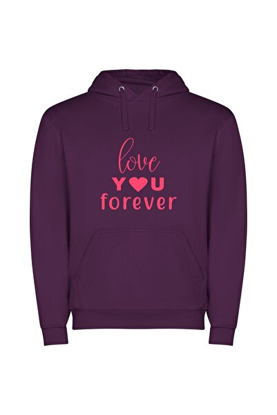 iLovePrints Enduring Love, Purely Expressed Φούτερ με κουκούλα σε χρώμα Μωβ