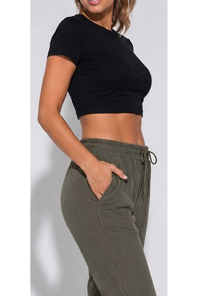 LAVİNİM Women's High Waist Carrot Cut Stretchy Textured Pants with Elastic Waist and Lace-Up Casual Comfortable Pants