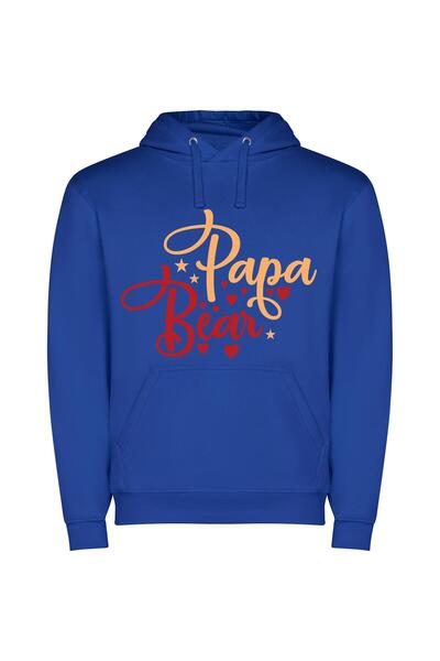 iLovePrints Adore Papa Bear Art Φούτερ με κουκούλα σε χρώμα Μπλε