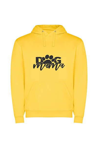 iLovePrints Chic Dog Mama Logo Φούτερ με κουκούλα σε χρώμα Κίτρινο