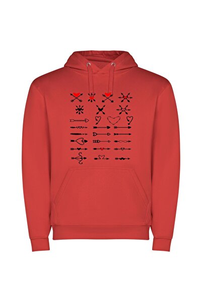 iLovePrints Black Hearted Elegance Φούτερ με κουκούλα σε χρώμα Κόκκινο