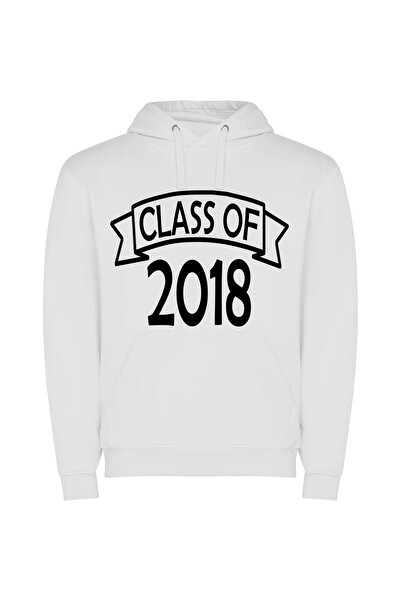 iLovePrints 2018 Monochrome Grad Art Φούτερ με κουκούλα σε χρώμα Λευκό